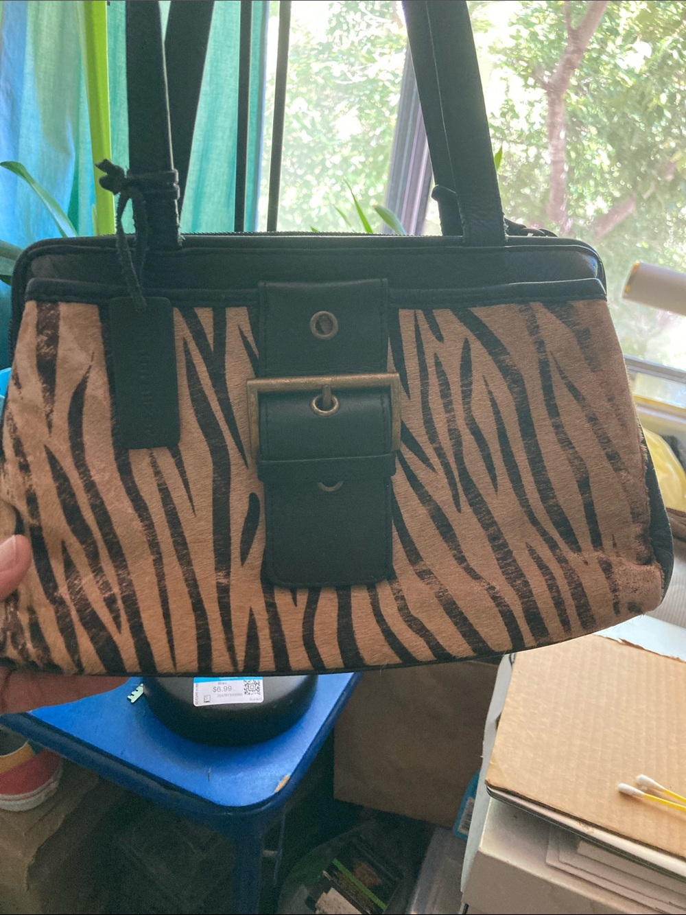(Reposh) from@darlingdutdut Naturalizer Black and Brown Zebra-Print Shoulder Bag